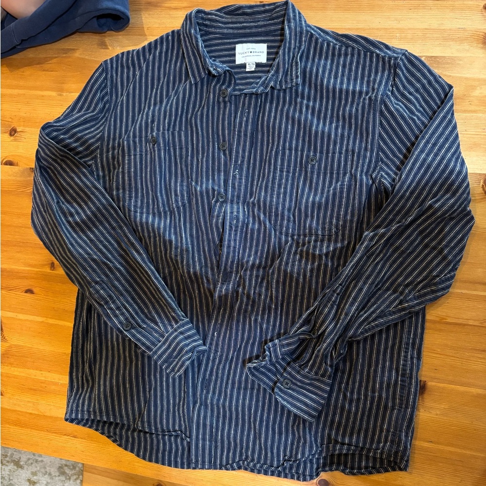Lucky Brand Navy Striped Shirt - XL